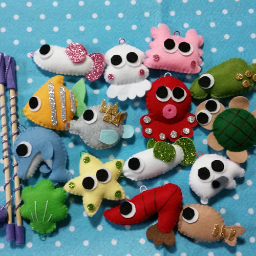 フェルトのお魚釣りセット☆ハンドメイド、知育☆保育園、幼稚園、施設