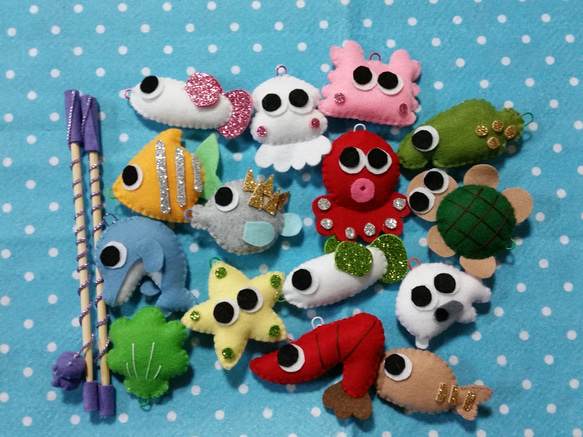 フェルトのお魚釣りセット☆ハンドメイド、知育☆保育園、幼稚園、施設
