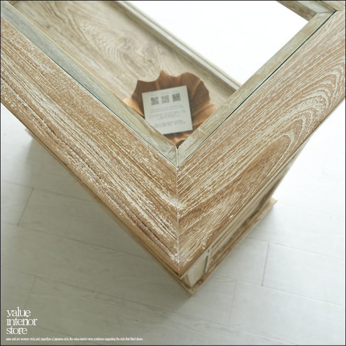 チーク無垢材 ショーケースカウンターQuese/90 ガラスケース 飾り棚