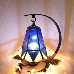 ✴︎:.｡.青い花が咲くステンドグラスペンダントライト シーリング