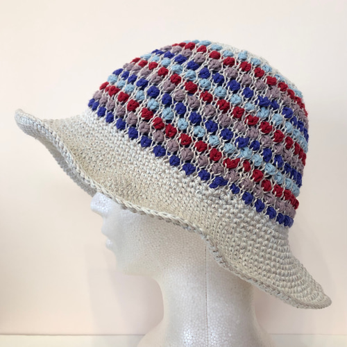 SALE‼︎ミャクミャクカラー【カラフルボーダーのつば広帽子】C160