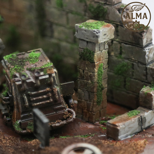 スチームパンクの遺物オブジェ（廃墟モチーフ/3Dプリント／ケース付き