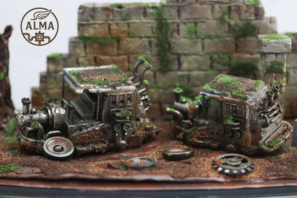 スチームパンクの遺物オブジェ（廃墟モチーフ/3Dプリント／ケース付き）