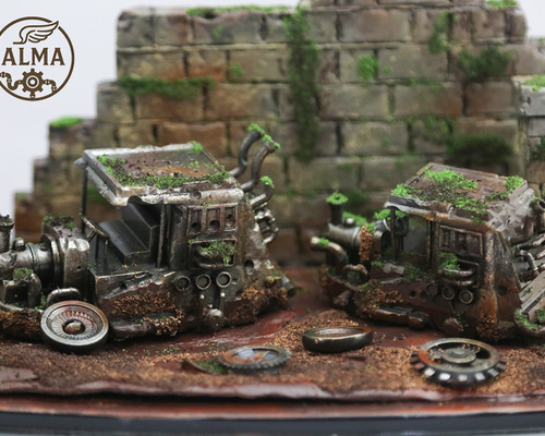 スチームパンクの遺物オブジェ（廃墟モチーフ/3Dプリント／ケース付き