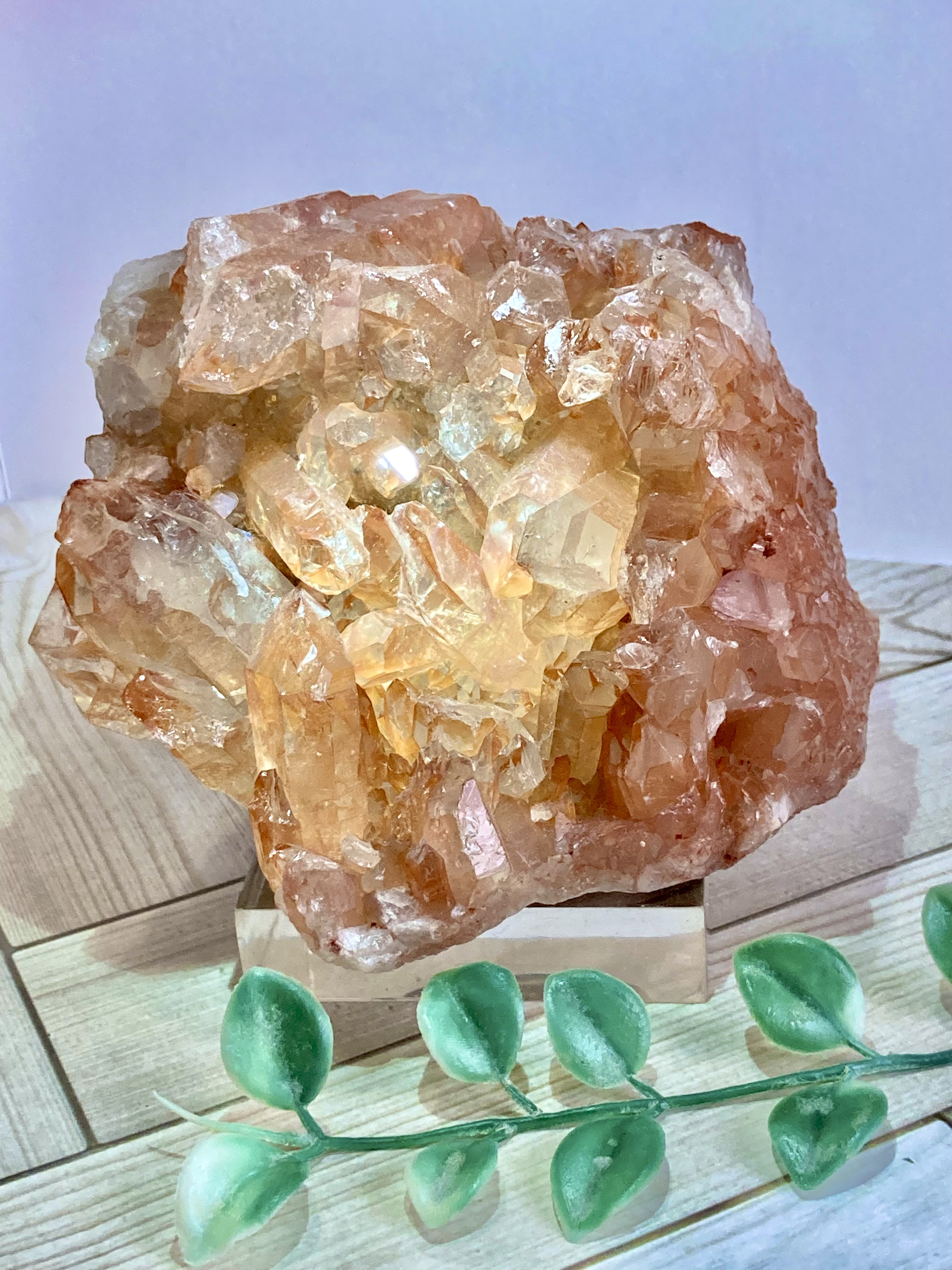 レインボー✨ タンジェリンクォーツ　原石　ラフストーン　クラスター　蜜柑水晶