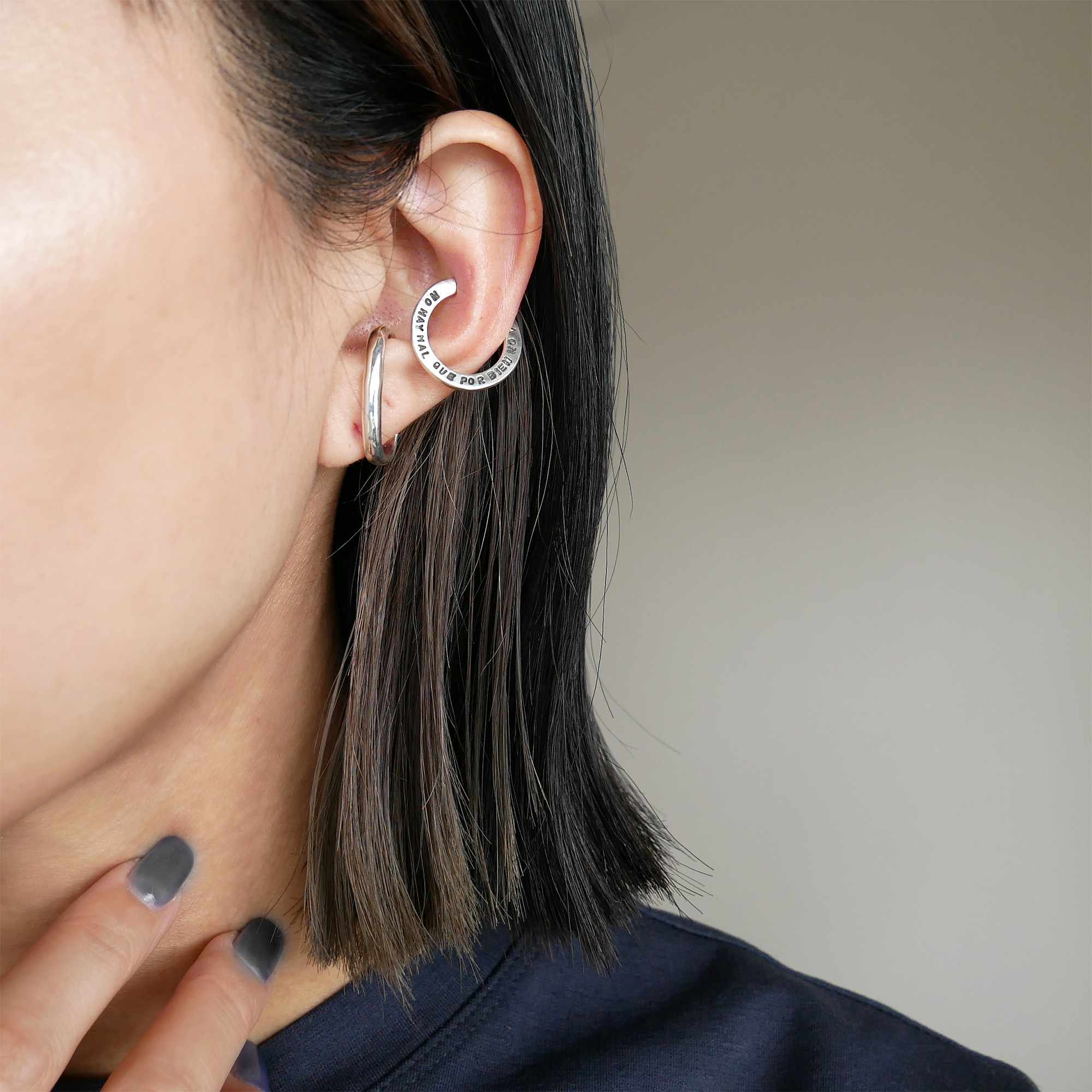 【再販】スリットイヤカフ メッセージ / silver　C149