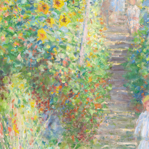 モネ 緑 庭 青空 アートポスター アンティーク インテリア 印象派 絵画