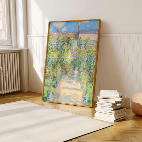 モネ 緑 庭 青空 アートポスター アンティーク インテリア 印象派 絵画
