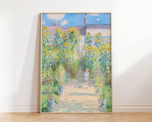 モネ 緑 庭 青空 アートポスター アンティーク インテリア 印象派 絵画