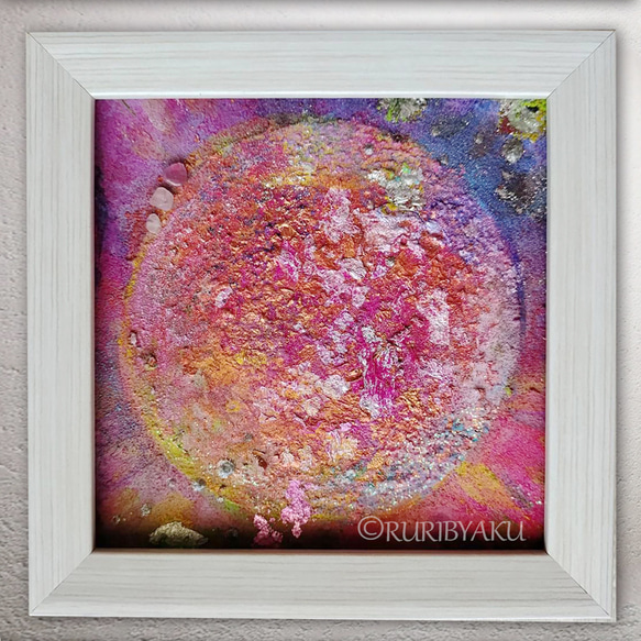 神結びアート】月待―苺月夜―｜選べる天然石 原画 10×10cm 絵画 神結び