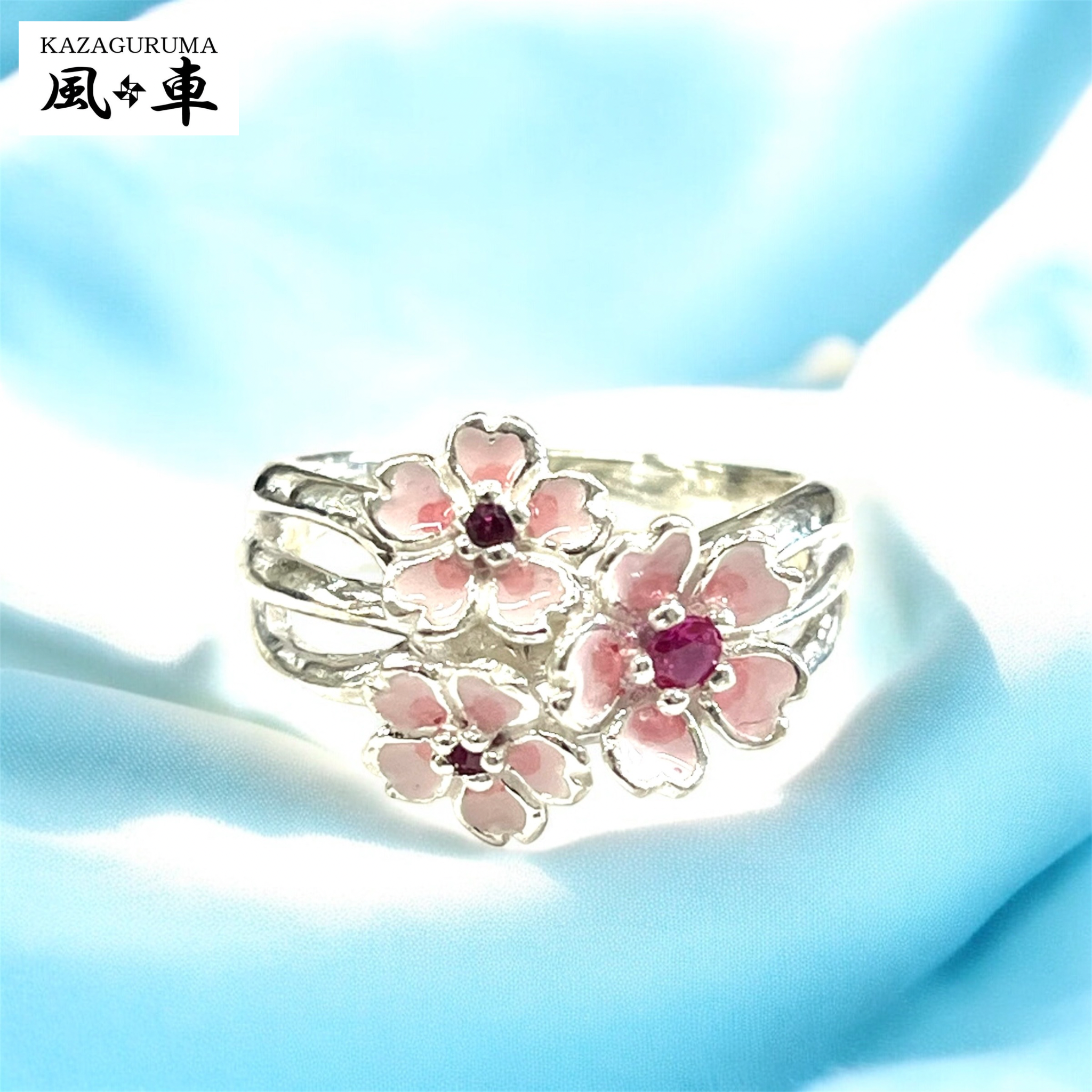 【風車】桜デザインシルバーリング　桜3連