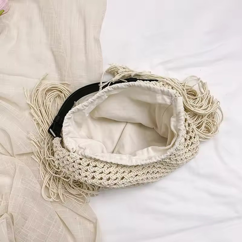 マクラメ編みフリンジバッグ3色 コーデに映える軽量バッグ｜カゴ