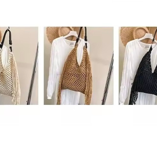 マクラメ編みフリンジバッグ3色 コーデに映える軽量バッグ｜カゴ