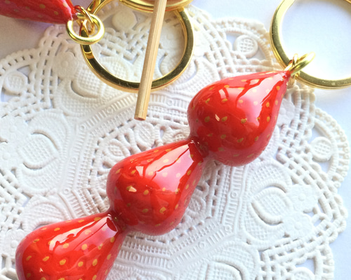 フェイクスイーツ*いちご飴・キーリング*食品サンプル・フルーツ飴