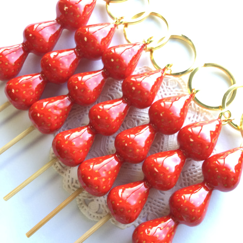 フェイクスイーツ*いちご飴・キーリング*食品サンプル・フルーツ飴