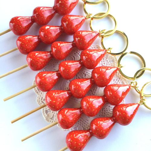 フェイクスイーツ*いちご飴・キーリング*食品サンプル・フルーツ飴