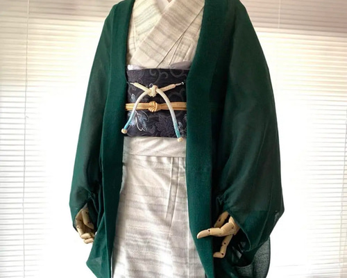 SALE◇ふんわり美しいウールボイルマーガレット グリーン 着物