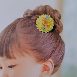 ☆和装ヘッドパーツセット☆　つまみ細工　下がり付き半くすヘアクリップ　七五三　3歳　7歳　初節句　成人式　和装 3枚目の画像