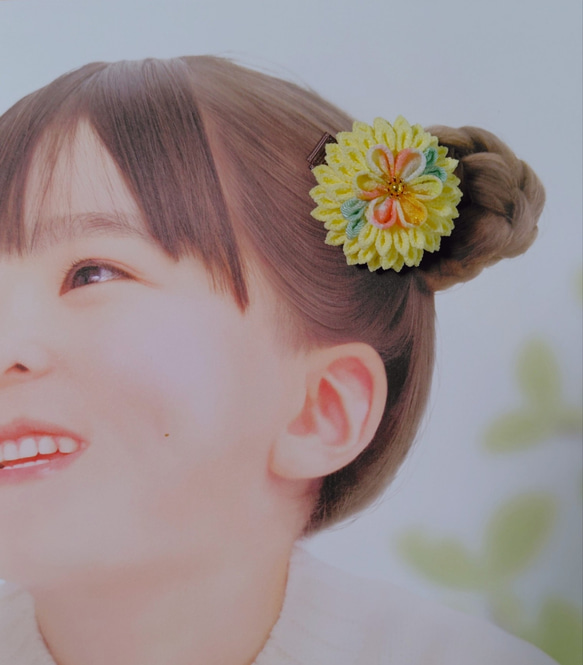 ☆和装ヘッドパーツセット☆　つまみ細工　下がり付き半くすヘアクリップ　七五三　3歳　7歳　初節句　成人式　和装 5枚目の画像