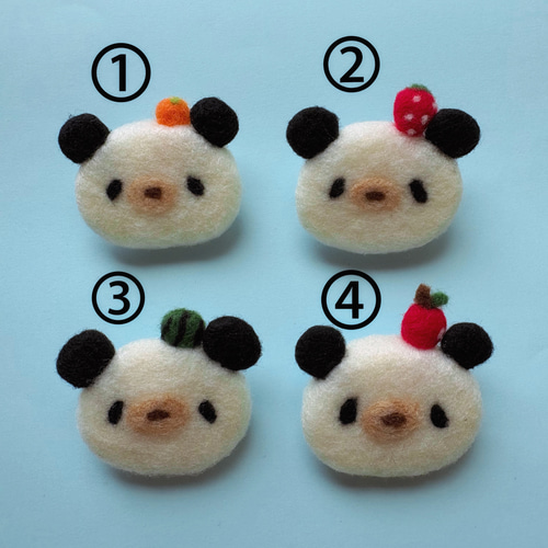 羊毛フェルト【フルーツのっけパンダちゃんブローチ】 ブローチ ジャム