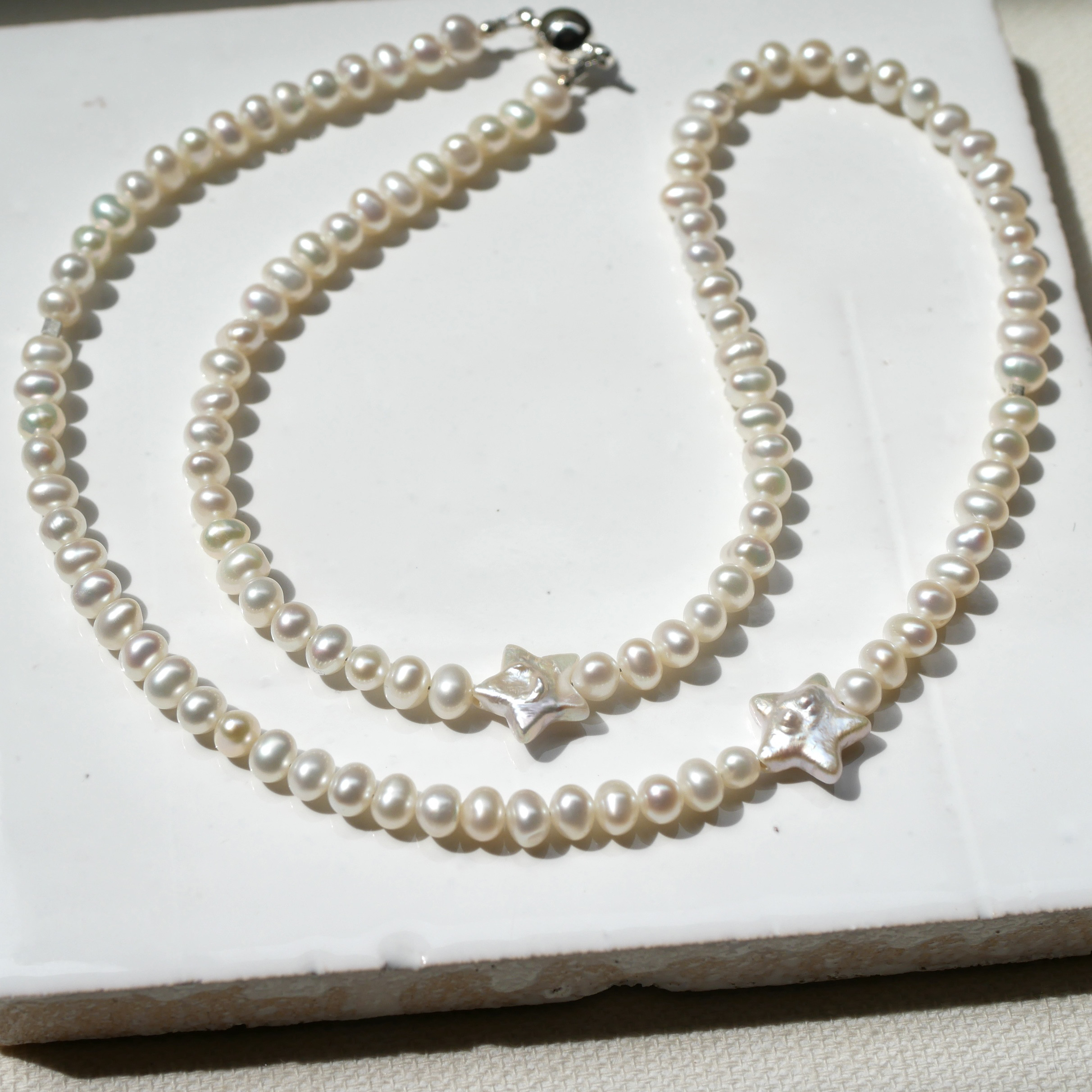 ★スターパールが輝く淡水パールのネックレス