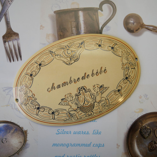 フランスのホーロー ドアプレートbebe 表札・ネームプレート