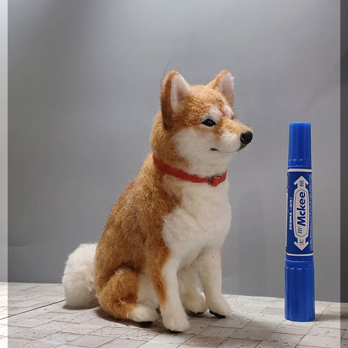 羊毛フェルト 犬 柴犬 犬フィギュア 羊毛フェルト モンブラン 通販