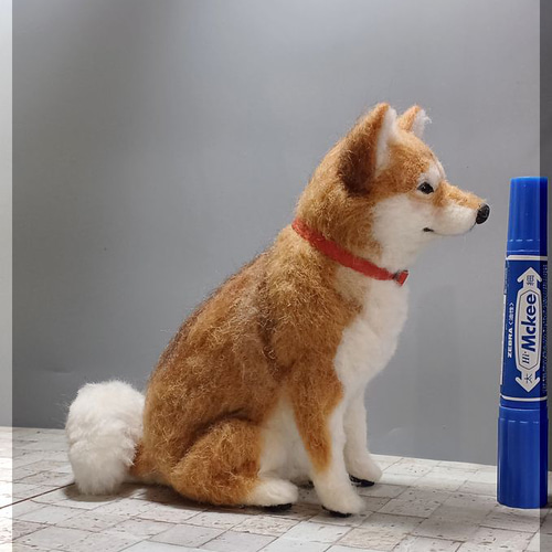 羊毛フェルト 犬 柴犬 犬フィギュア 羊毛フェルト モンブラン