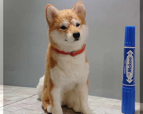 羊毛フェルト 犬 柴犬 犬フィギュア 羊毛フェルト モンブラン