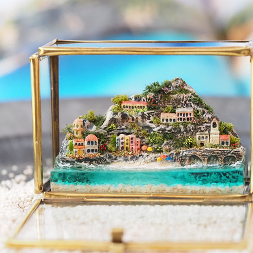 美しい海と砂浜　レジン　ジオラマ 美しい海と砂浜 レジン ジオラマ ジオラマアート】ちいさな世界旅行