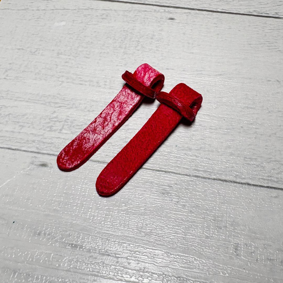 【1点もの】良質なイタリアンレザーで作るジッパータブ いちごミルク ５本 3枚目の画像