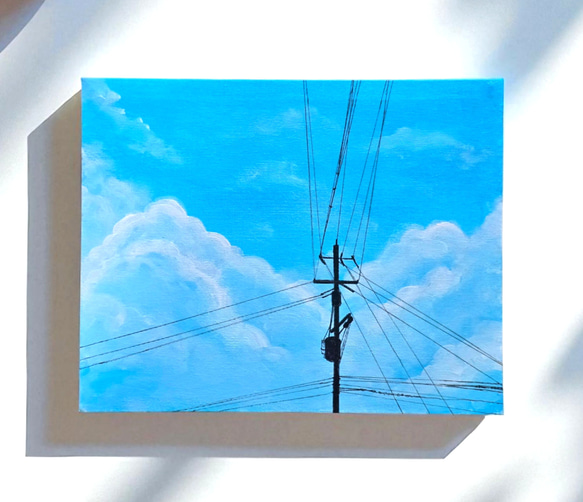 夏 青空と電柱 アクリル画 アート 絵画 Caty 通販 19607988
