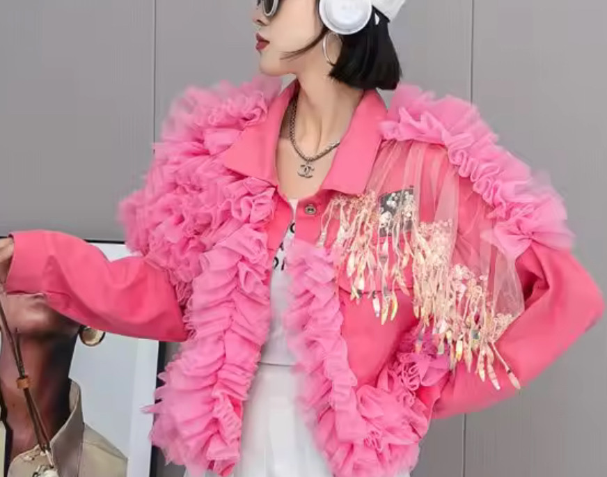 【着るアート】洋服 レディース トップス ジャケット 気分が明るく変わる服 受注生産制 S〜XLサイズ ピンク