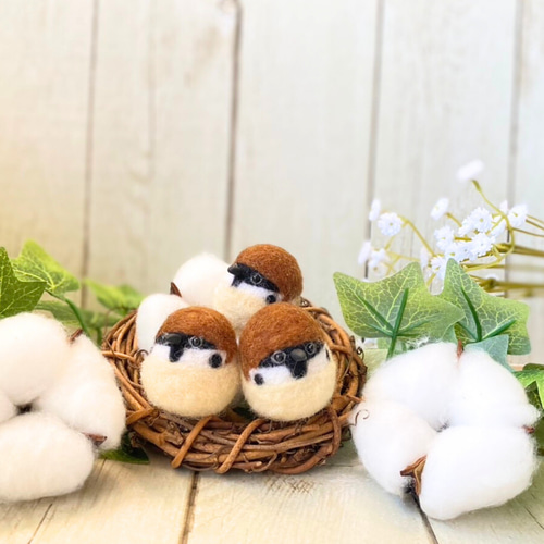 ころころスズメ】羊毛フェルトのマスコット【受注制作】 ギフト