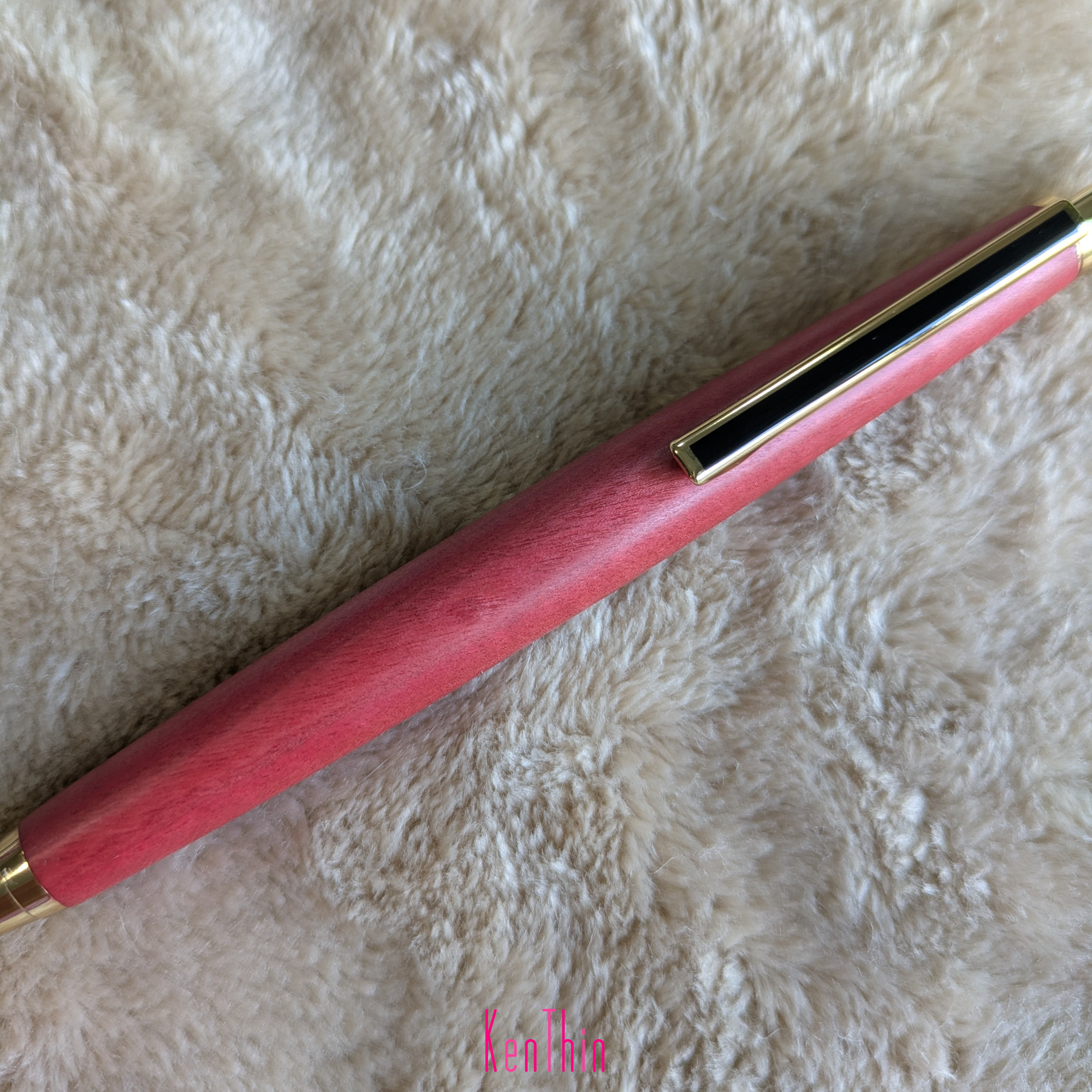 ▪スリムライン銘木シャープペンシル▪ ピンクアイボリー ノック式　··・送料無料・··