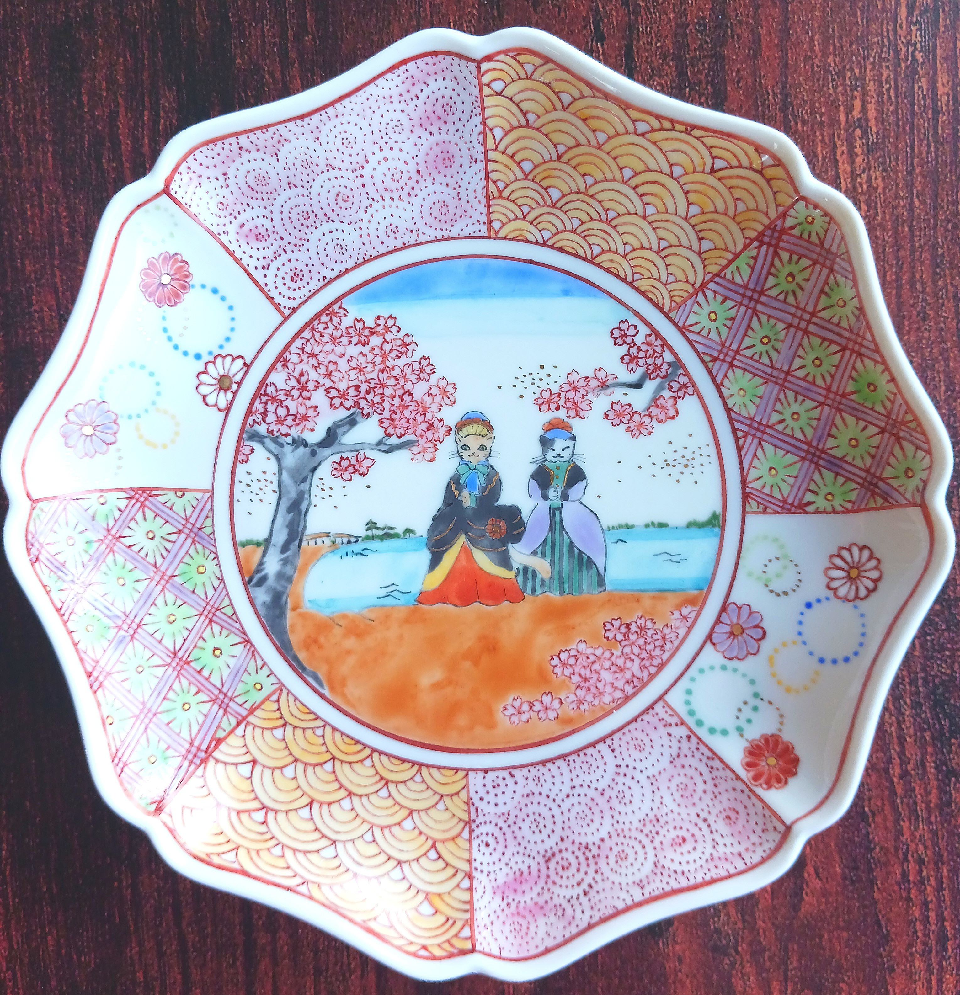 ハイカラ猫花見皿