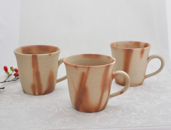 （mさま専用ページ）大容量　たっぷりのめる　大きな備前焼マグカップ（緋だすき） 5枚目の画像