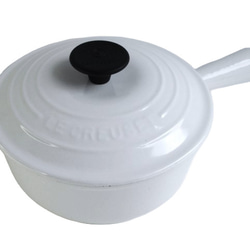 ル・クルーゼ　ソースパン(白)　幅：約18ｃｍ ル・クルーゼ ソースパン 白 18cm ヴィンテージ LE CREUSET フランス