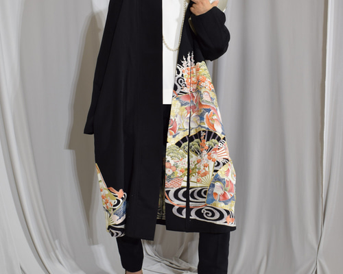 カーディガン風羽織コート,ブラック,上品＆華やか,和の一着