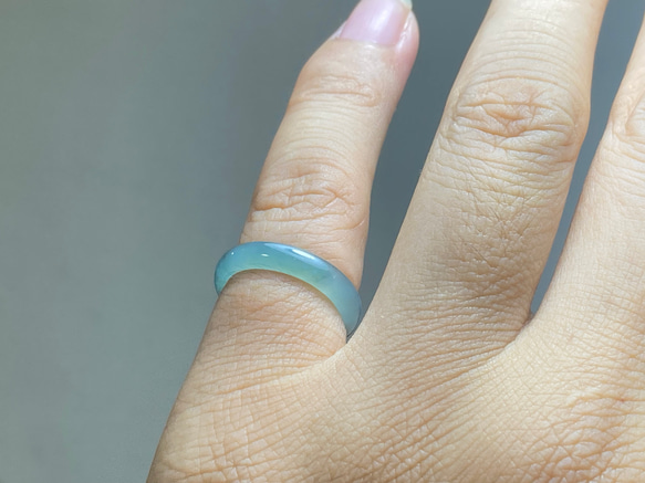 L12-208 ピンキーリング 氷種 深暗緑 4.5号 グアテマラ産 A貨 本翡翠 くりぬき リング 11枚目の画像