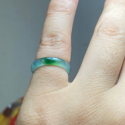 L12-208 ピンキーリング 氷種 深暗緑 4.5号 グアテマラ産 A貨 本翡翠 くりぬき リング 9枚目の画像