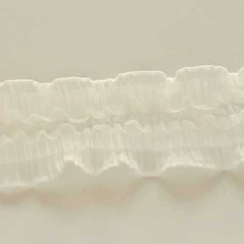 レース】3色 ホワイト・アイボリー・ピンク ギャザーのチュール