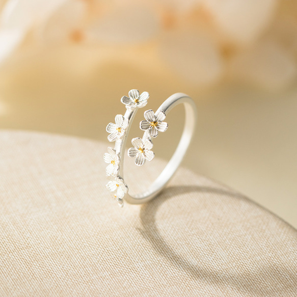 天然石リング、シルバー 925、花の装飾デザイン、指輪 Que Crave 幅広 フラワー リング 指輪 9～27号 シルバー925 シルバー