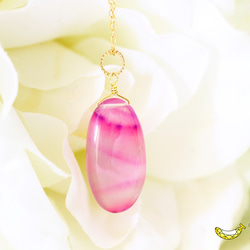 薄紫とピンクの可愛らしさ満点♡ パープル サードニクスアゲート  大粒 オーバル 14kgfネックレス 8月誕生石 2枚目の画像