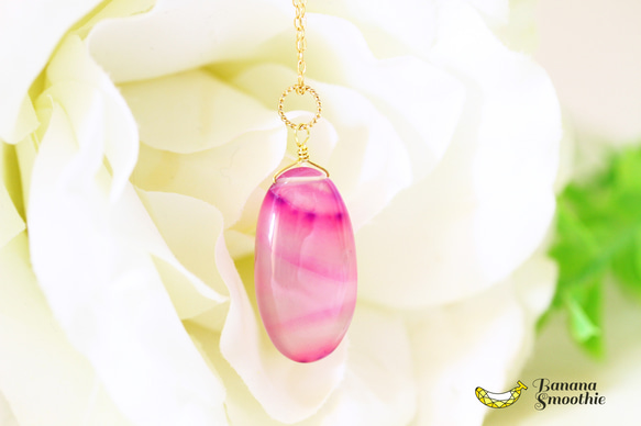 薄紫とピンクの可愛らしさ満点♡ パープル サードニクスアゲート  大粒 オーバル 14kgfネックレス 8月誕生石 2枚目の画像