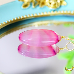 薄紫とピンクの可愛らしさ満点♡ パープル サードニクスアゲート  大粒 オーバル 14kgfネックレス 8月誕生石 3枚目の画像