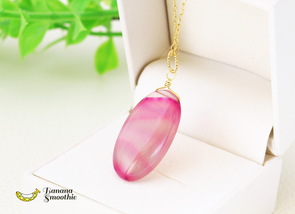 薄紫とピンクの可愛らしさ満点♡ パープル サードニクスアゲート  大粒 オーバル 14kgfネックレス 8月誕生石 6枚目の画像