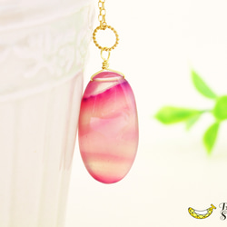 薄紫とピンクの可愛らしさ満点♡ パープル サードニクスアゲート  大粒 オーバル 14kgfネックレス 8月誕生石 7枚目の画像