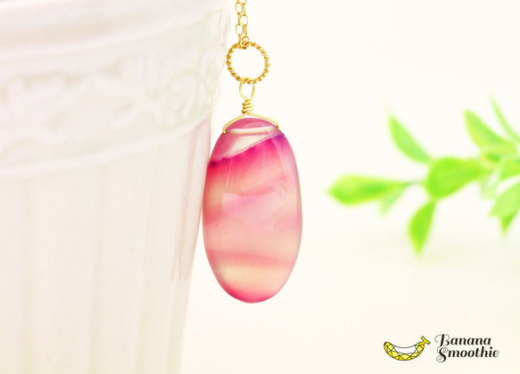 薄紫とピンクの可愛らしさ満点♡ パープル サードニクスアゲート  大粒 オーバル 14kgfネックレス 8月誕生石 7枚目の画像