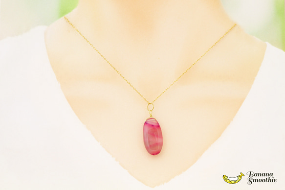 薄紫とピンクの可愛らしさ満点♡ パープル サードニクスアゲート  大粒 オーバル 14kgfネックレス 8月誕生石 5枚目の画像